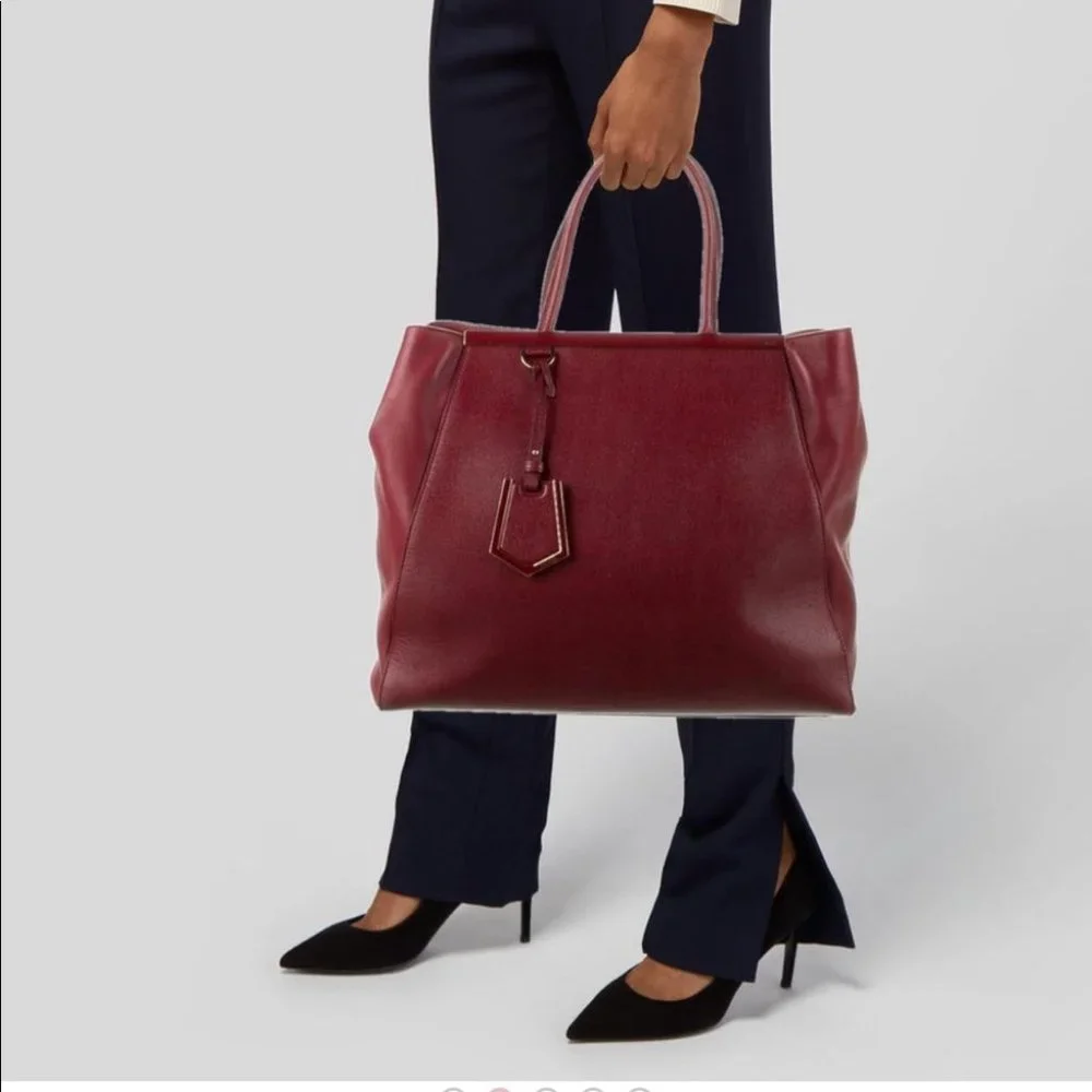 Fendi Medium 2Jours Fuchsia Pink Leather Satchel Tote - Picture 2 of 16